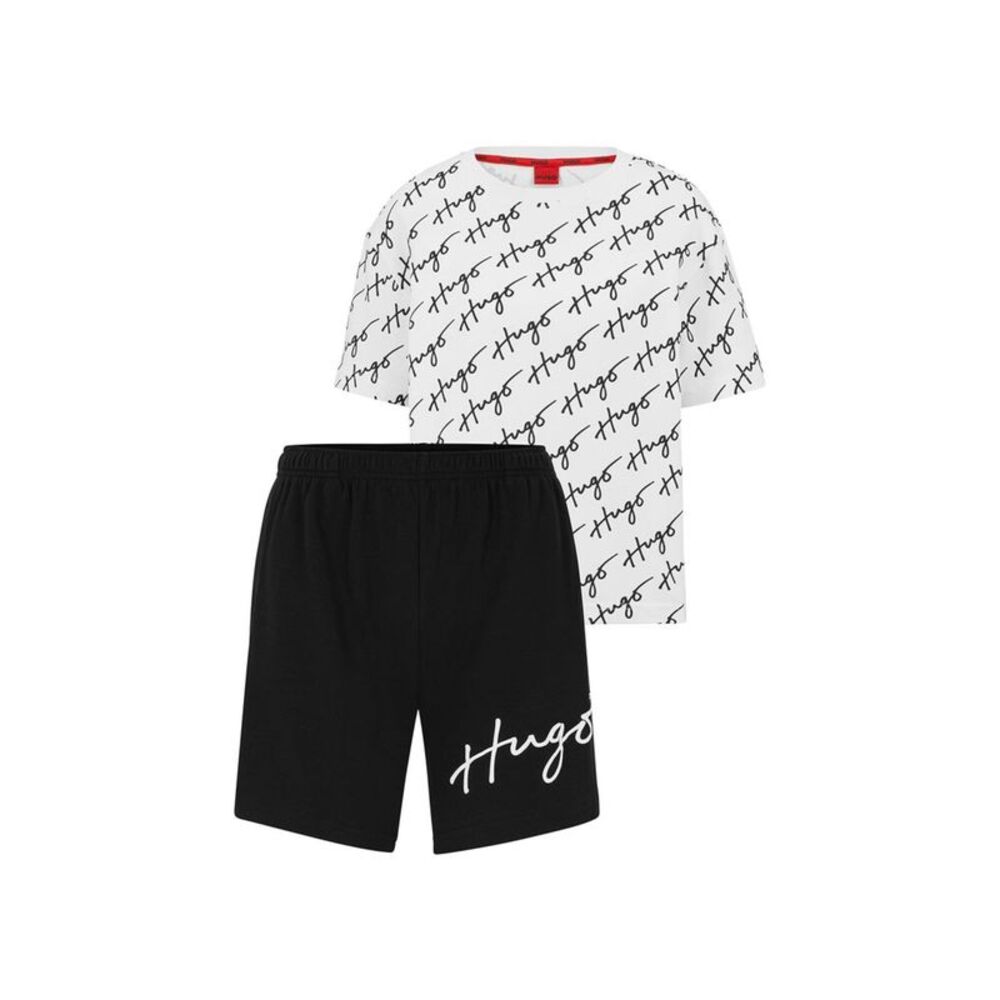 HUGO Mens Red Label White Short Sleeve T-Shirt Top Shorts Pants Pajamas M